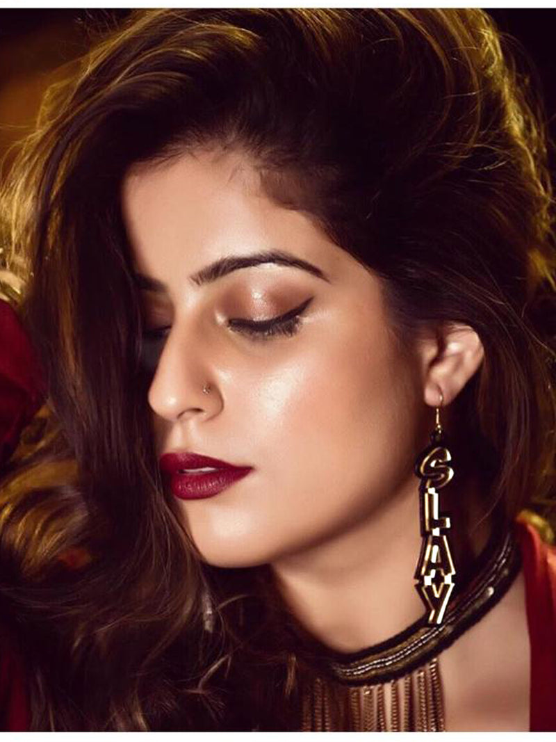 Slay Earrings, a quirky, unique, statement party-wear earrings from our designer collection of earrings for women online.