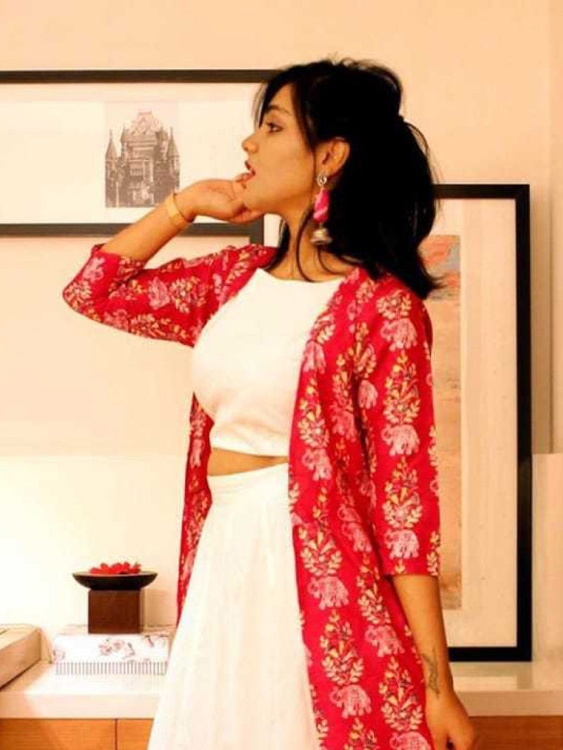 Bandhej Jhumka, a gorgeous Indian bohemian ethnic earring jhumka with peacock detail from our designer collection of earrings and jhumkas for women.