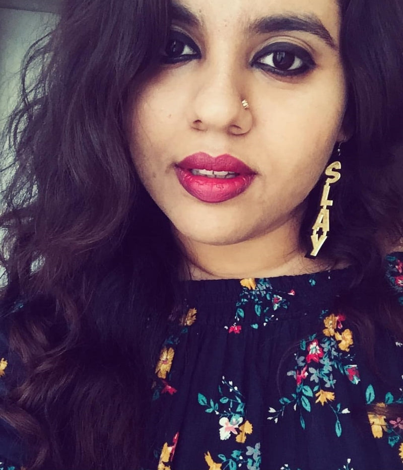 Slay Earrings, a quirky, unique, statement party-wear earrings from our designer collection of earrings for women.