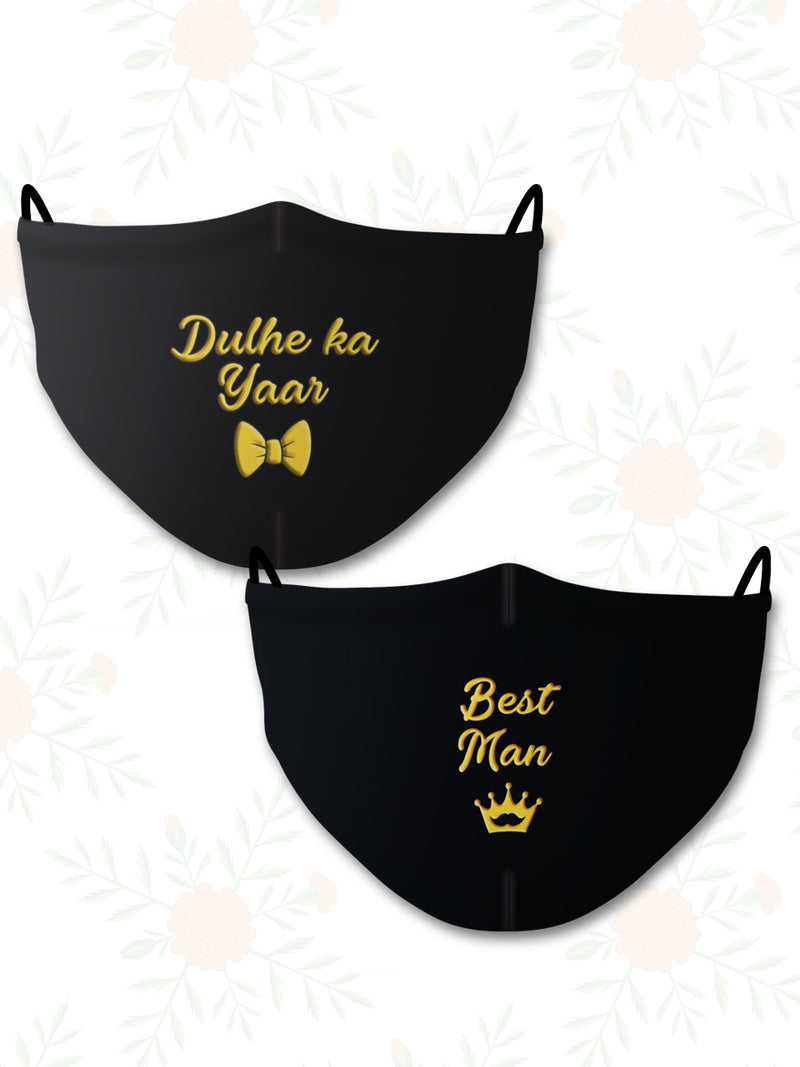Best Man + Dulhe ka Yaar (Set of 2) Wedding Face Mask